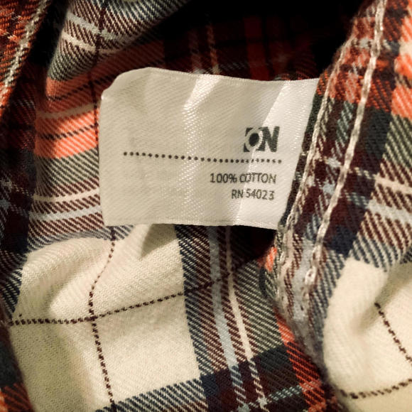 Old Navy Collar Snap Button Western Pocket Long Sleeve Plaid Mens 2X Orange - Picture 7 of 8